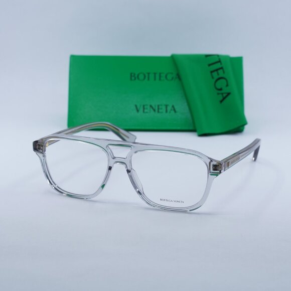 Bottega Veneta BV1294O 004 Eyeglasses Transparent Light Grey 56mm Square Frame - Picture 10 of 10